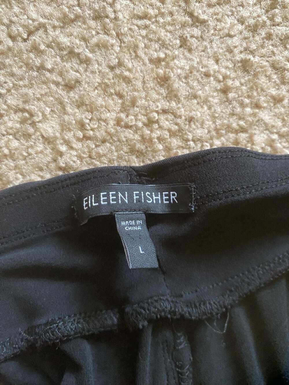 Eileen Fisher Silk Wide Leg Pants Size L Black 100% Silk - Picture 3 of 9